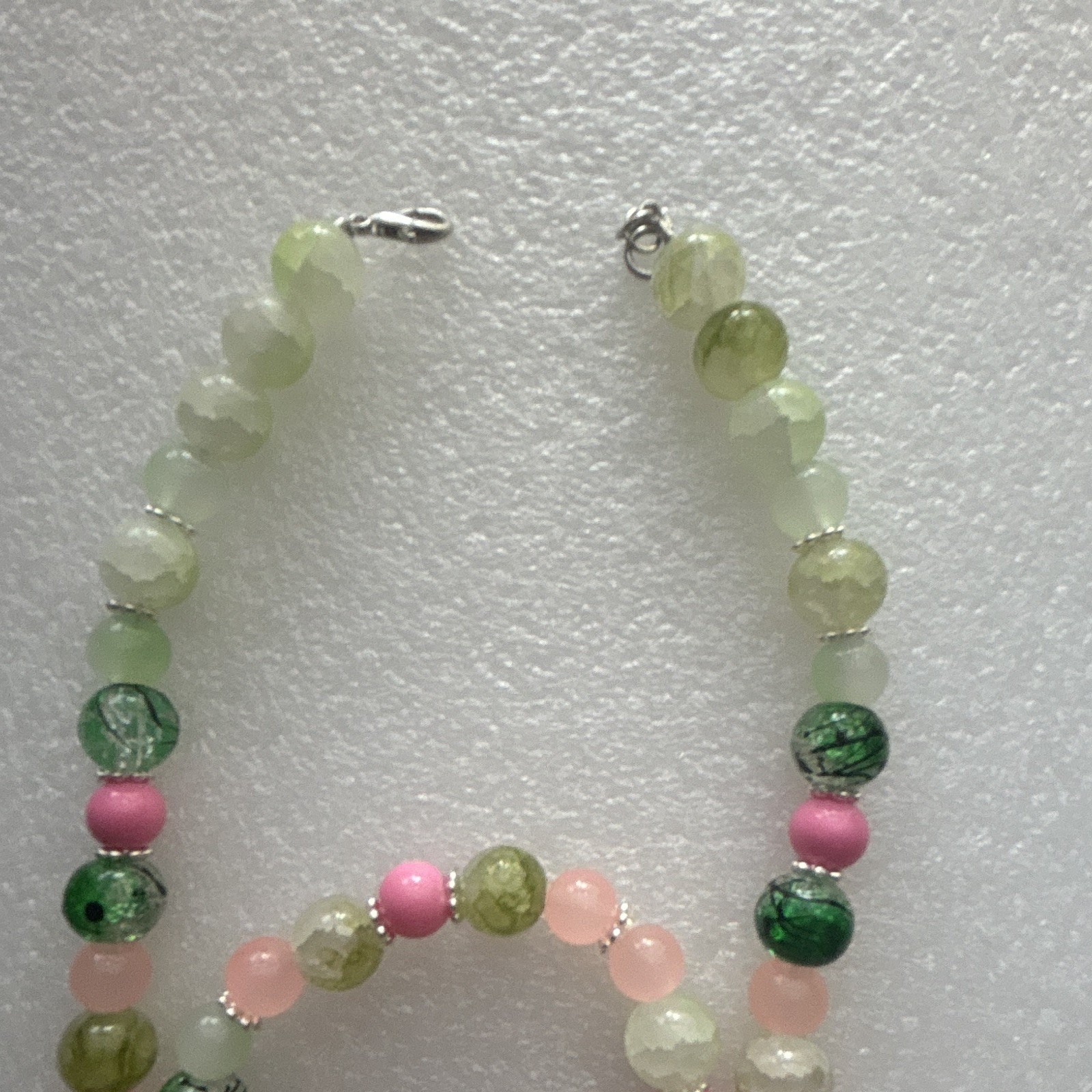 Multicolor Glass Beaded Jewelry Set Necklace Bracelet with Heart Charm