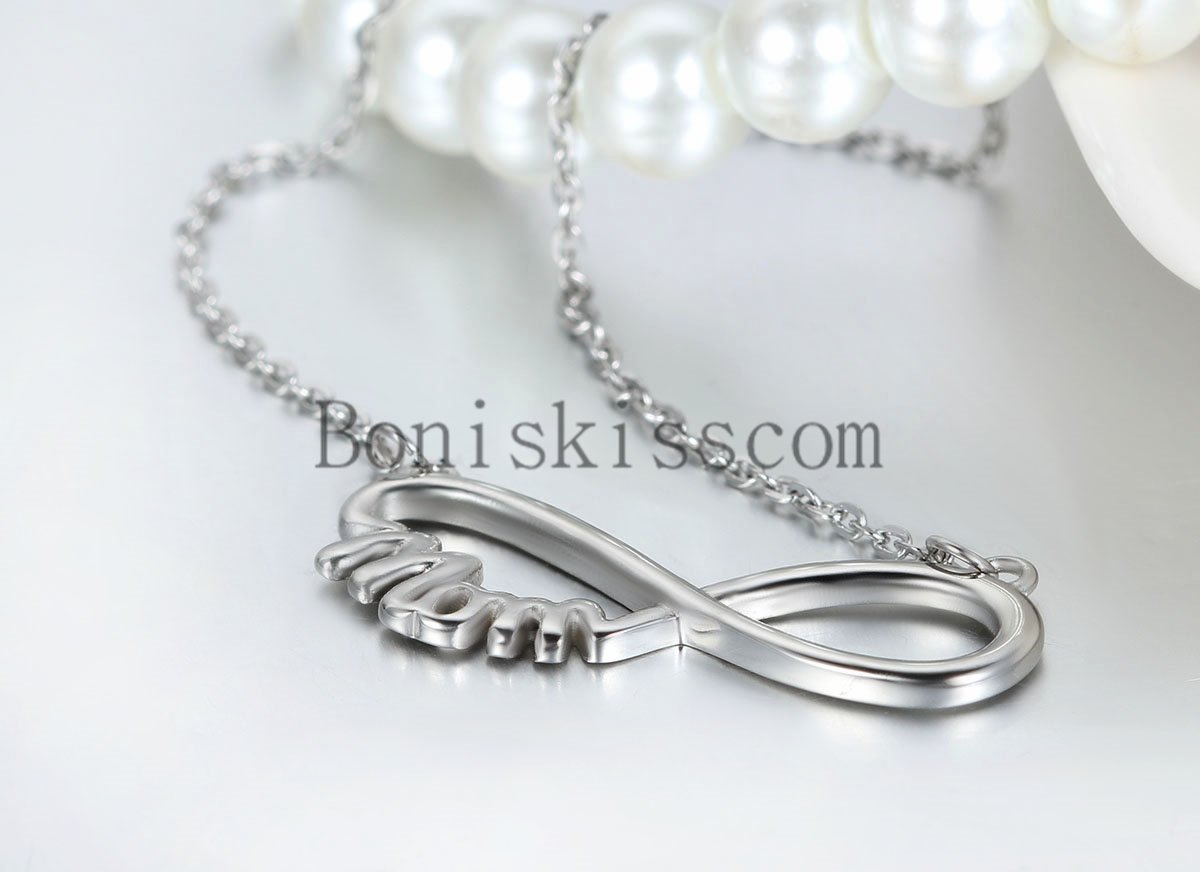 Love Infinity ” Mom ” Charm Stainless Steel Pendant Necklace Mother’s Day Gift