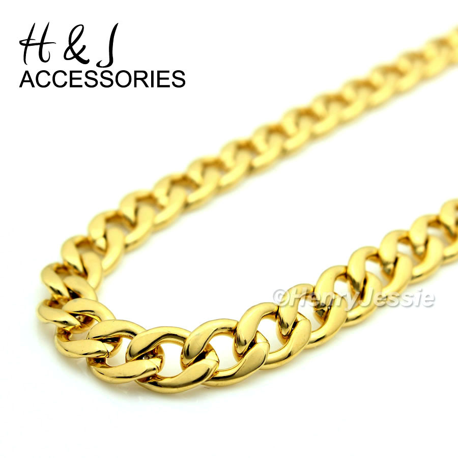 18-40″Stainless Steel 6mm Gold Plated Cuban Curb Chain Overlay Cross Pendant*P76