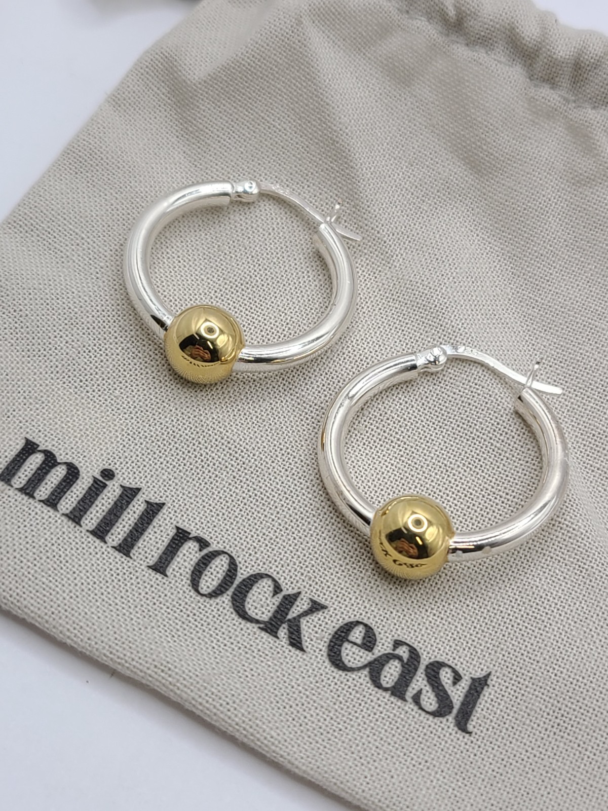 Mill Rock East Two Tone Hoop Earrings 0.75 x 0.1 x 0.1 IN