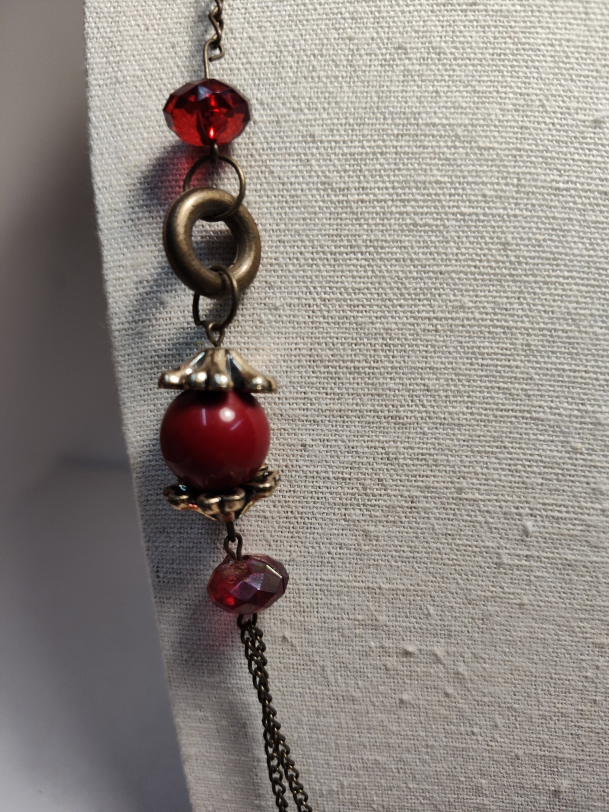 Beautiful Slip On Necklace With Red Beads