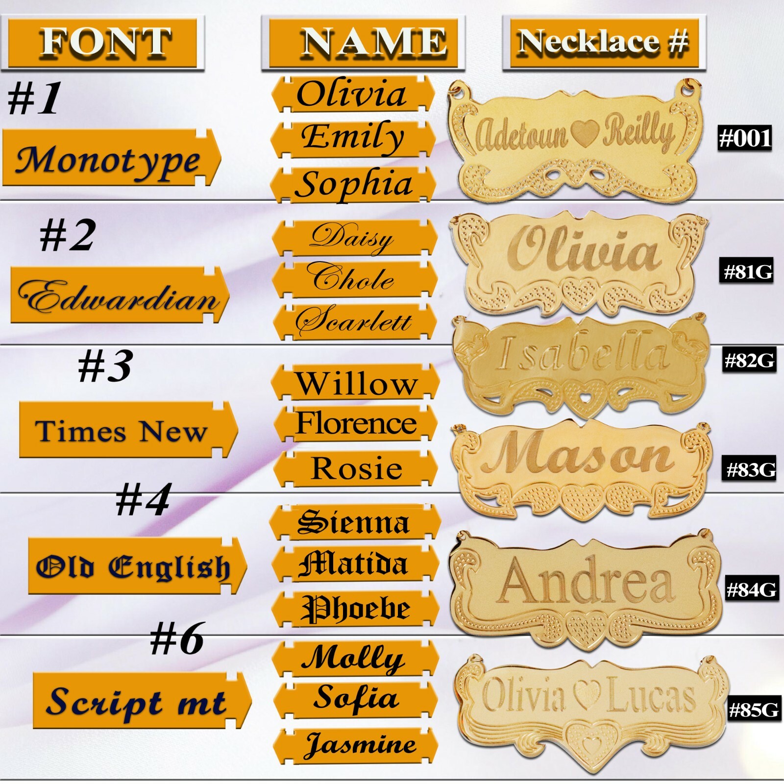 Personalized 14K Gold Plated Any Name Plate Script Chain Necklace 14 Styles
