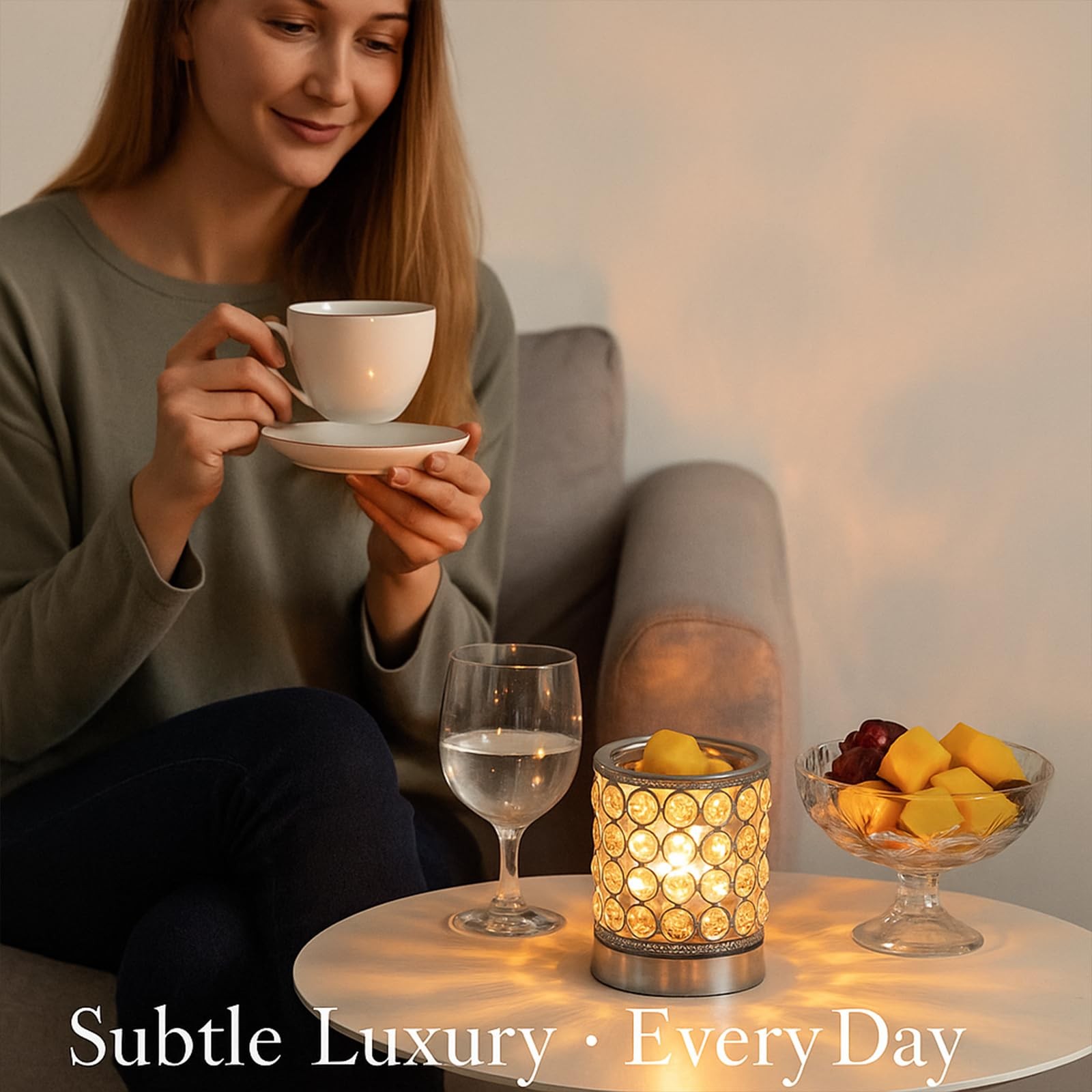 Leyoue Electric Crystal Wax Melt Warmer – Bulb Heating, Elegant Silver-03