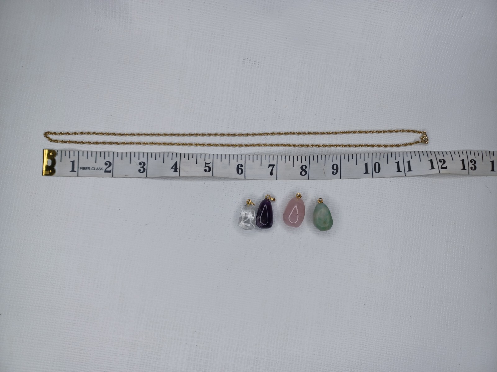 Gemstone Gold Tone Pendant Necklace 4 Interchangeable Gemstones