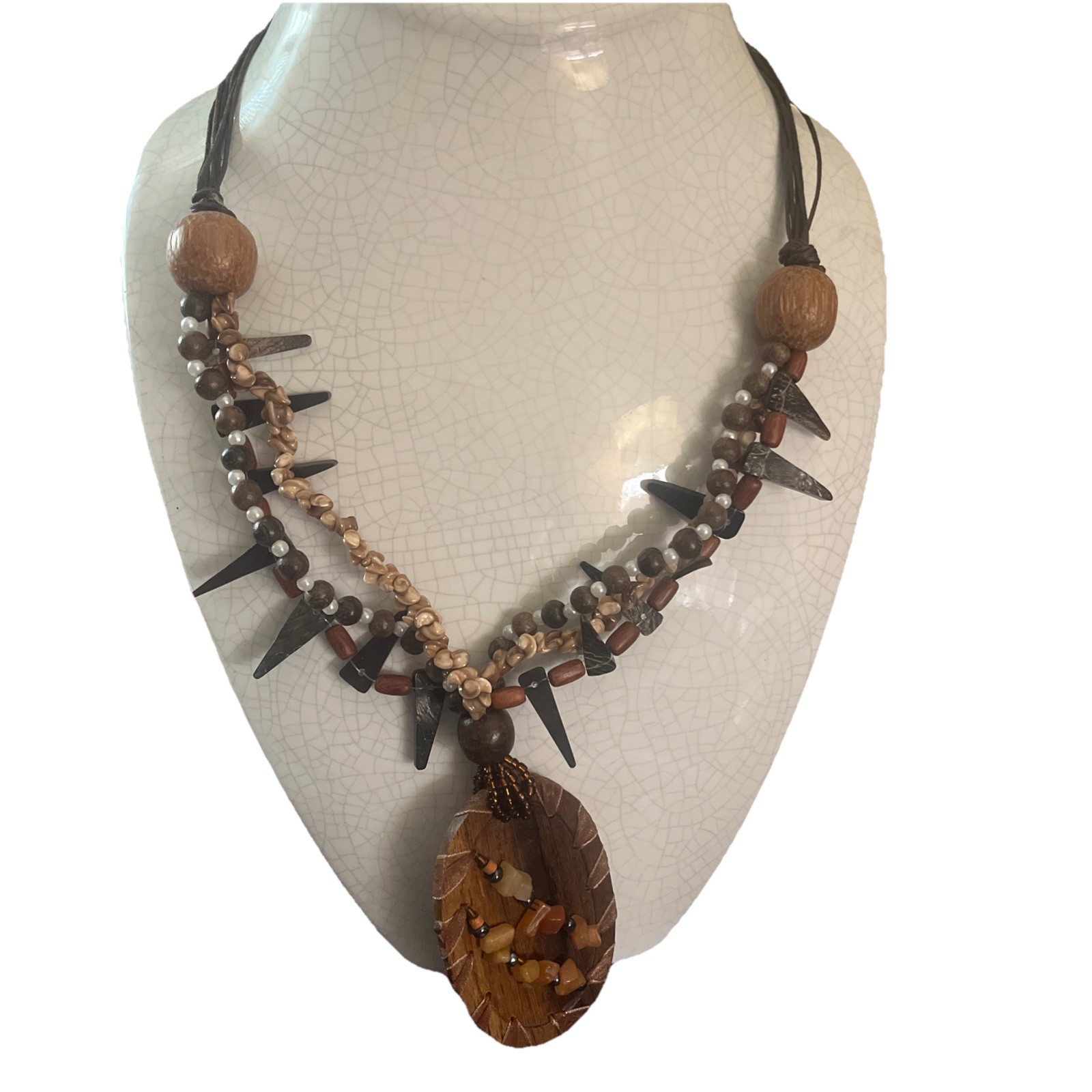 Artisan Boho Jewelry Bundle – 1 Necklace, 4 Bracelets, 1 Pair Earring Wood Cool