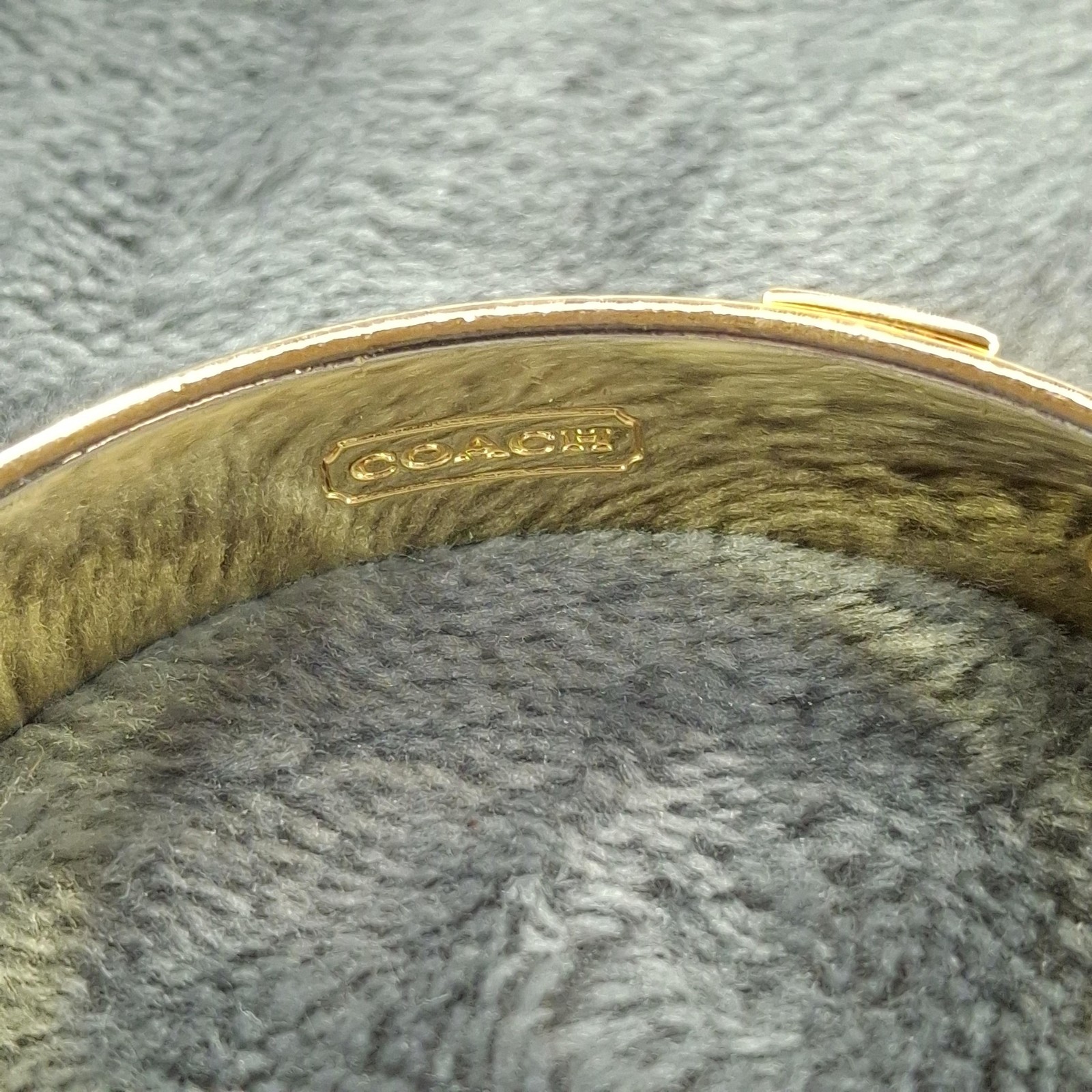 Coach Enamel Bangle Bracelet Gold Tone Multicolor Colorblock Slip On Signed