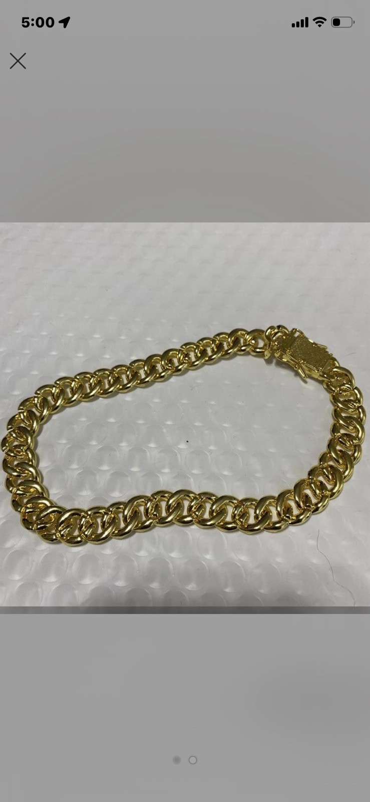 Gold Tone Cuban Link Chain Bracelet Clear Cubic Zirconia Box Clasp