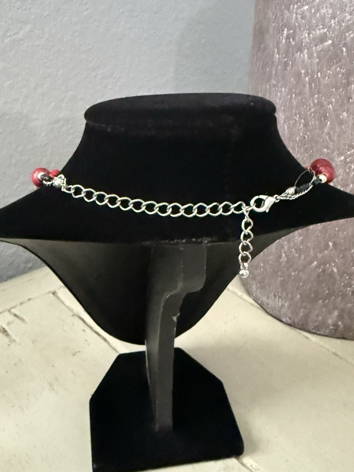Heart Pendant Beaded Necklace & Heart Slave Bracelet Ring Set Boho Statement