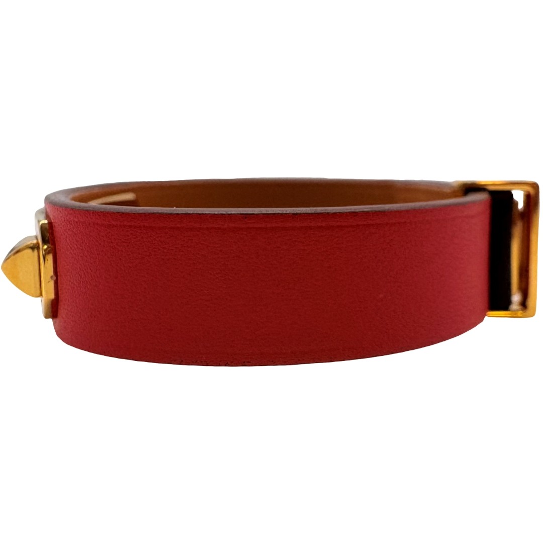 Authentic HERMES T2 As de Coeur Y Stamp Bracelet Red Leather #36638568