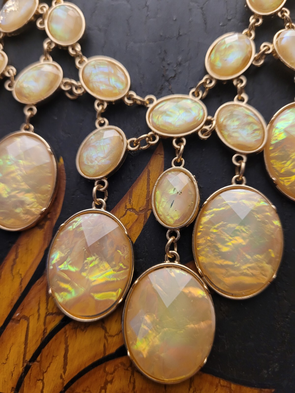 Fiery Faux Opalescent Statement Necklace