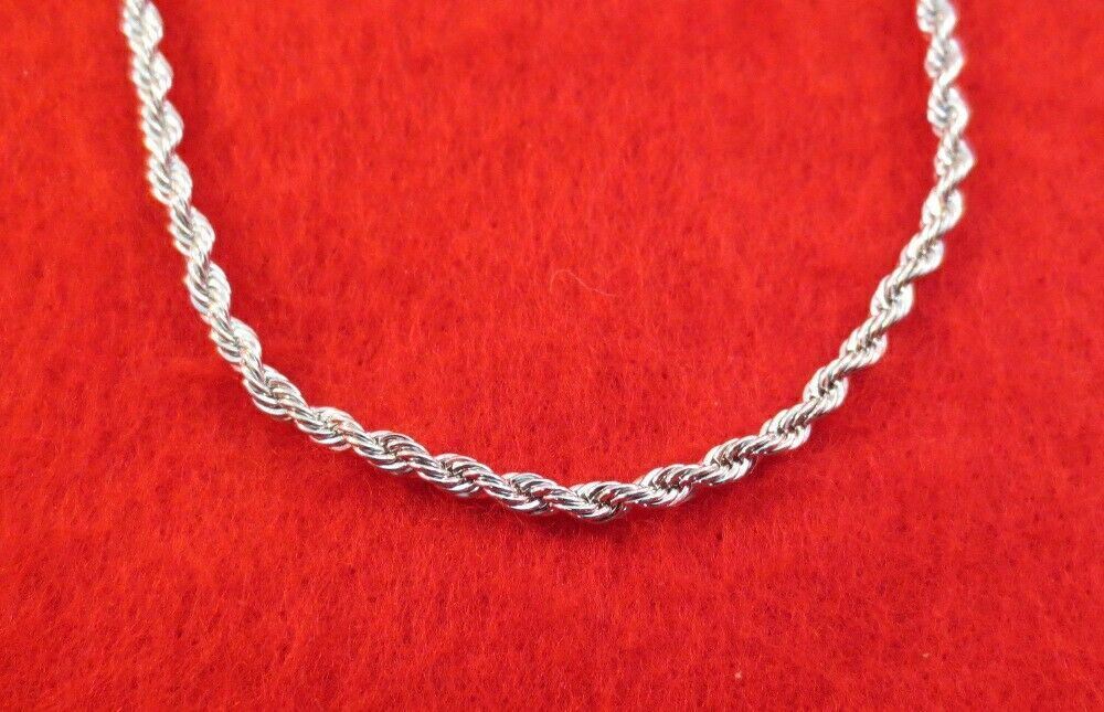 16 INCH TO 30 INCH .925 SILVER PLATED 3 MM ROPE CHAIN NECKLACE