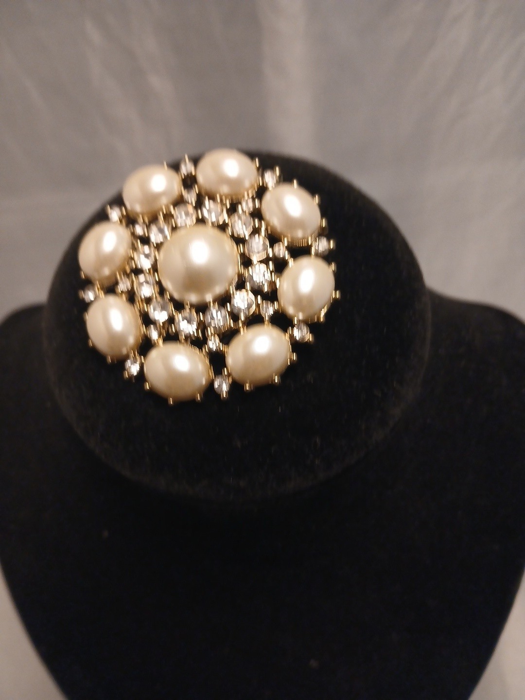 Monet Faux Pearl And Rhinestone Broch