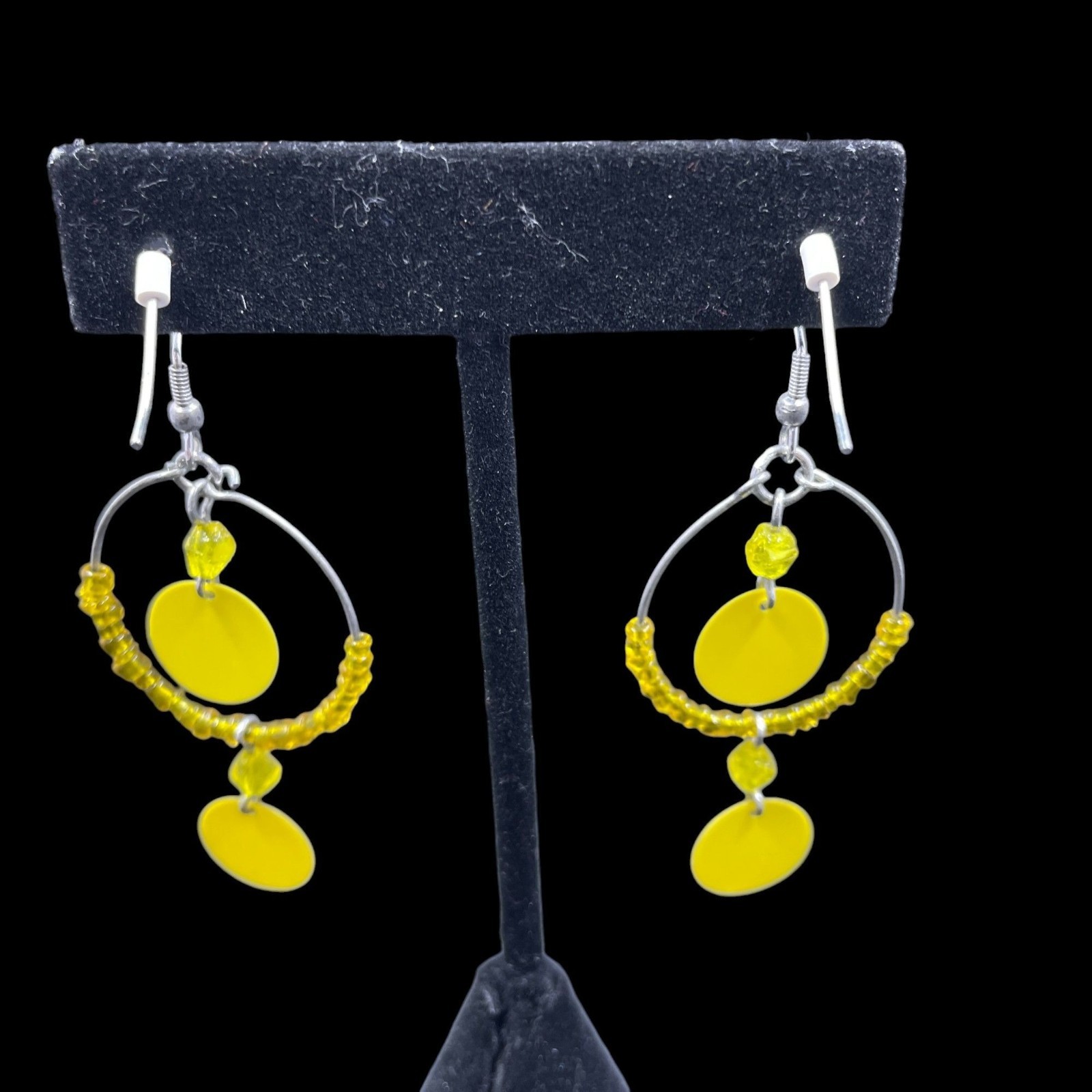 Yellow Wrap Around Beaded Disc Statement Necklace Earrings Set Boho Festival