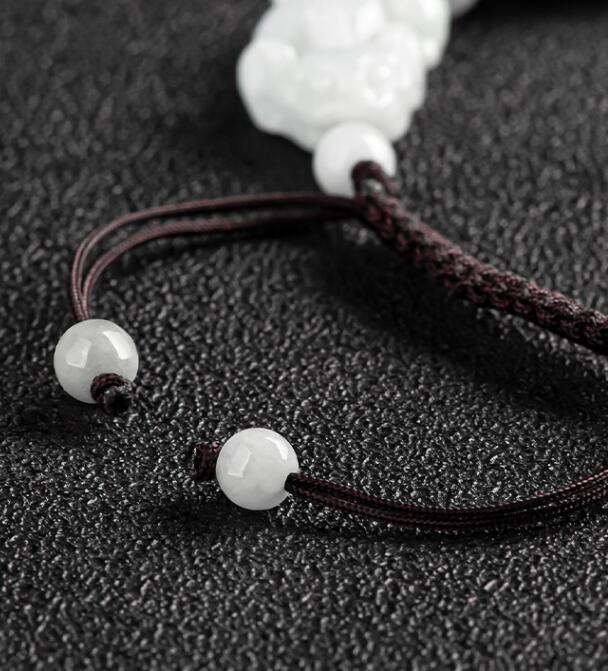 Real Grade A Natural White Jade Jadeite Women Men 5pcs Pixiu Beads Bracelet