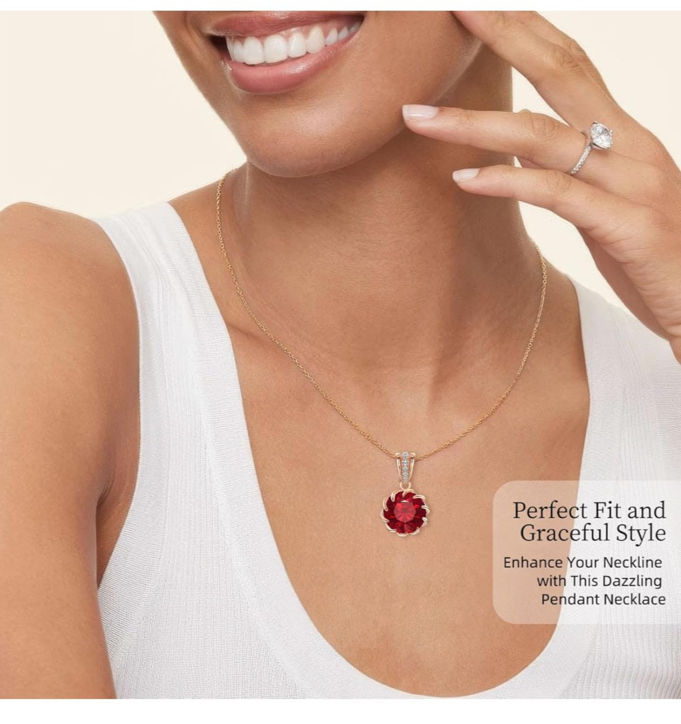6.0Carat (12.0mm) Round Cubic Zirconia Pendant Necklace 41 Accent Diamond-Cut…