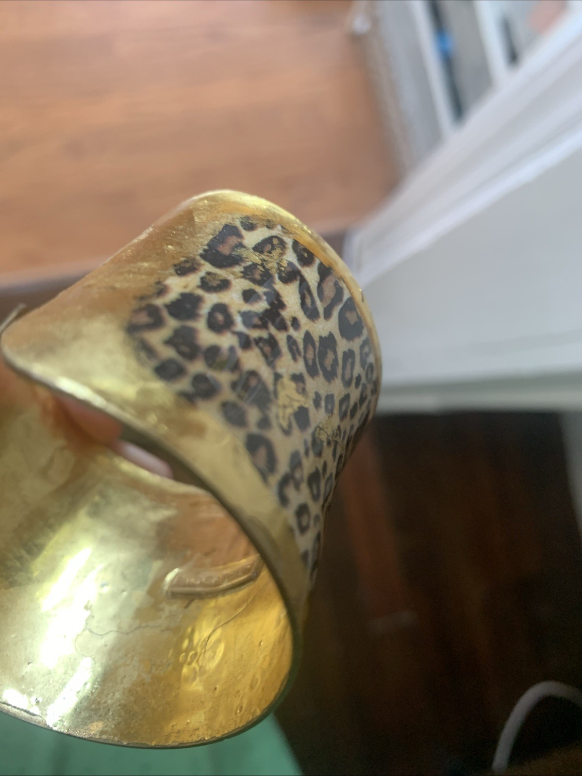 Evocateur Leopard Print Gold Cuff Bracelet