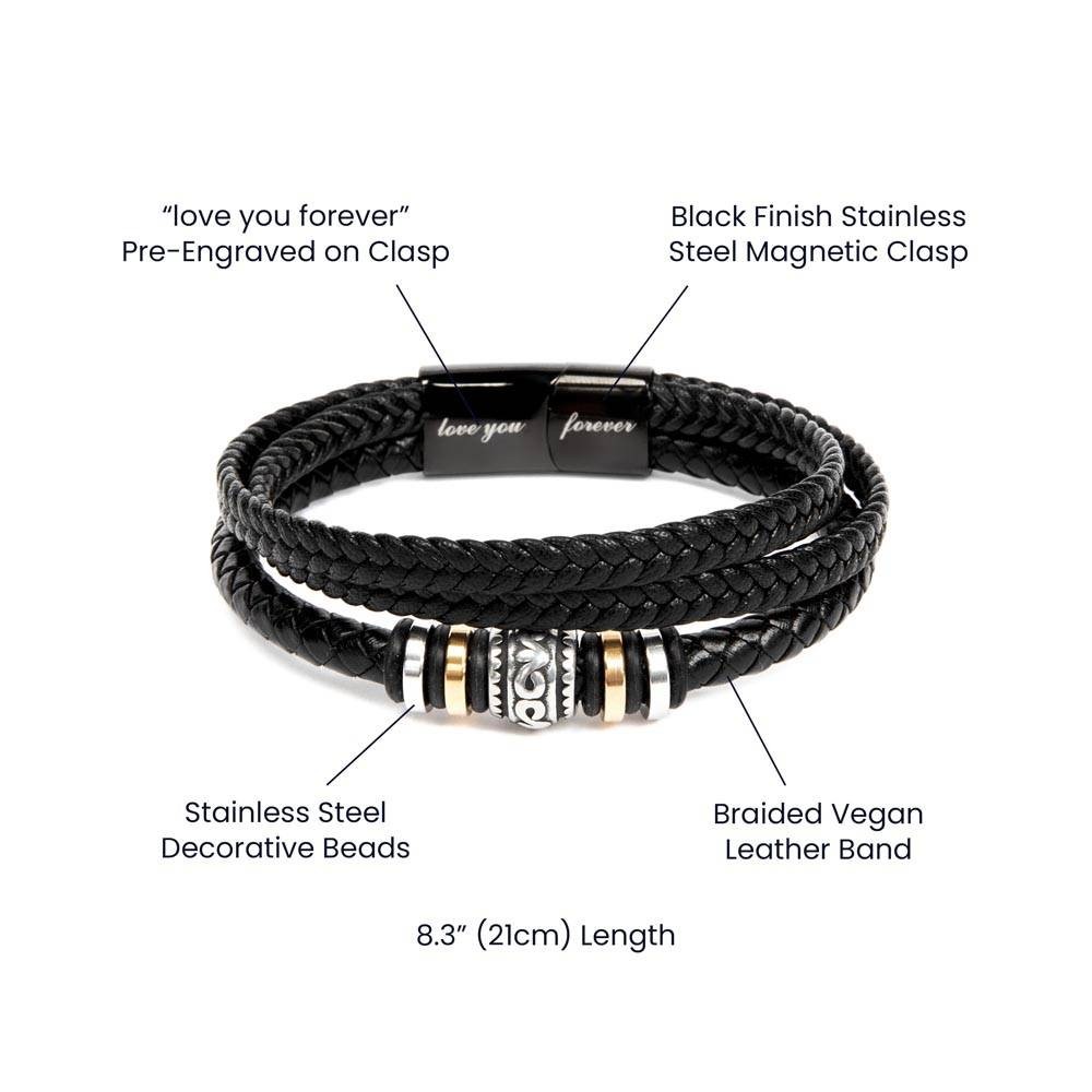 To My Son Bracelet Leather, I Love You Son Jewelry, Birthday Gift from Mom Dad