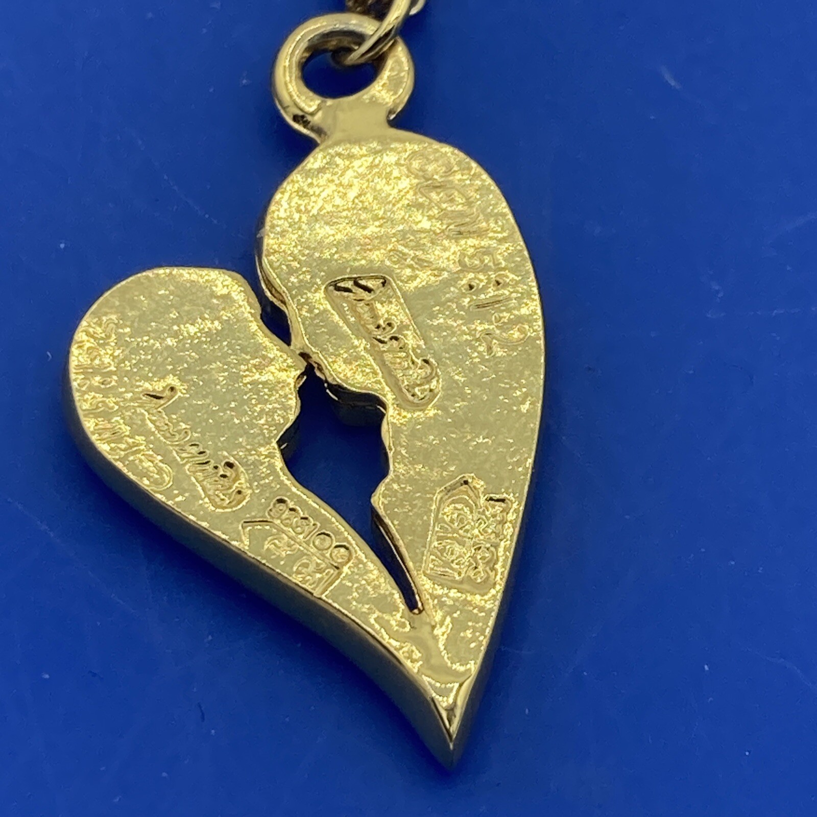 Roman Inc Goldtone Heart Necklace Faces Adam & Eve Genesis 5: 1-2 Love Bible 16”