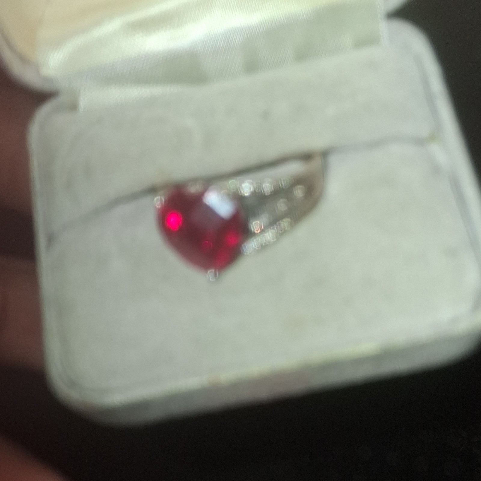 Lab Created Red Ruby Heart Ring 14k White Gold Plated Sterling Silver