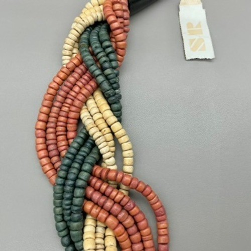 Casual Corner Necklace Womens Multicolor Braided Wood Bead Statement 20 Inch