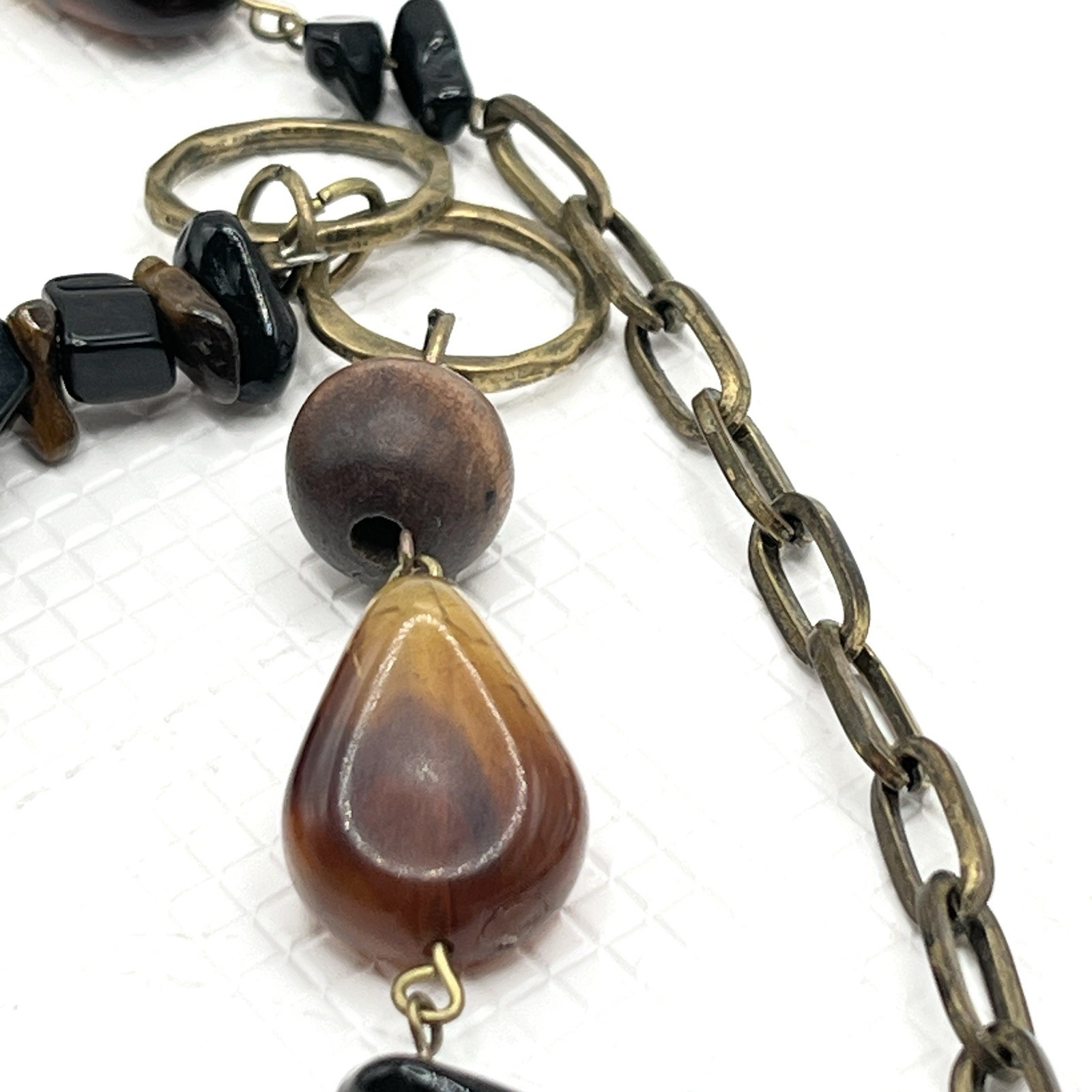 You & I Gold Tone & Mixed Materials Brown Bead Tiger Eye 28” Necklace