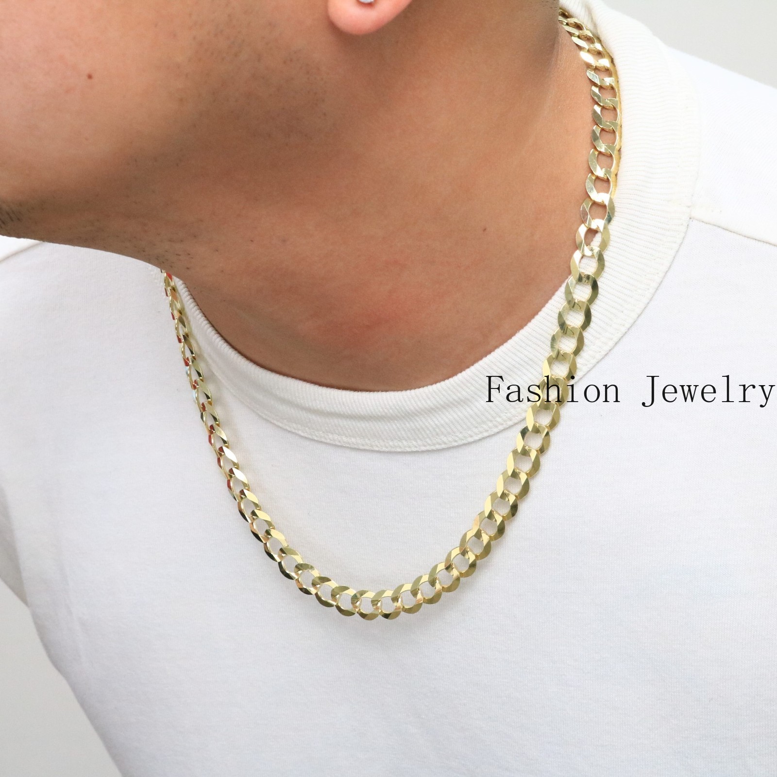 14K Yellow Gold 10mm Mens Solid Curb Cuban Chain Necklace Italian Made 20″- 30″