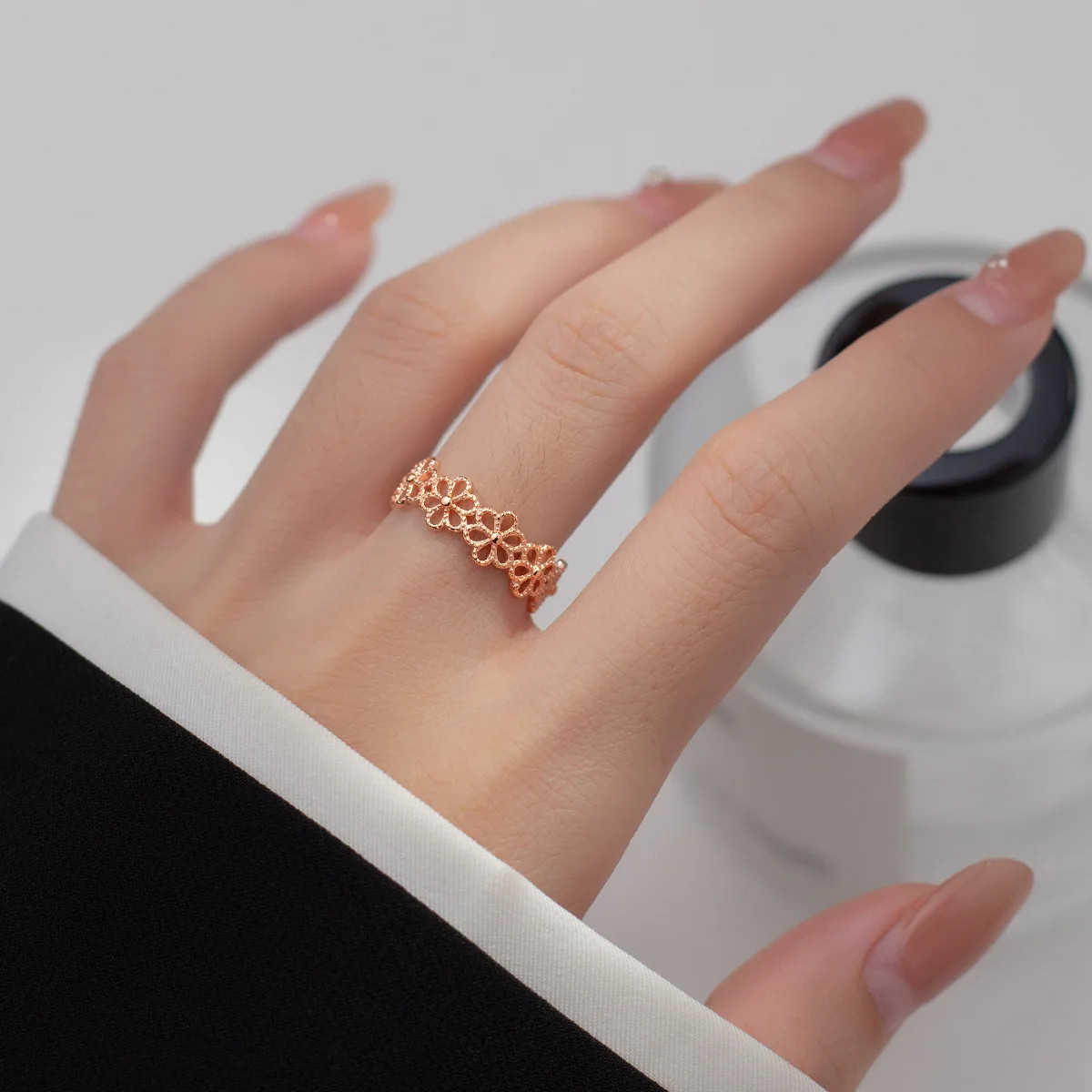 Sterling Silver Ring Open Heart Stackable Wedding Adjustable Unisex Jewelry