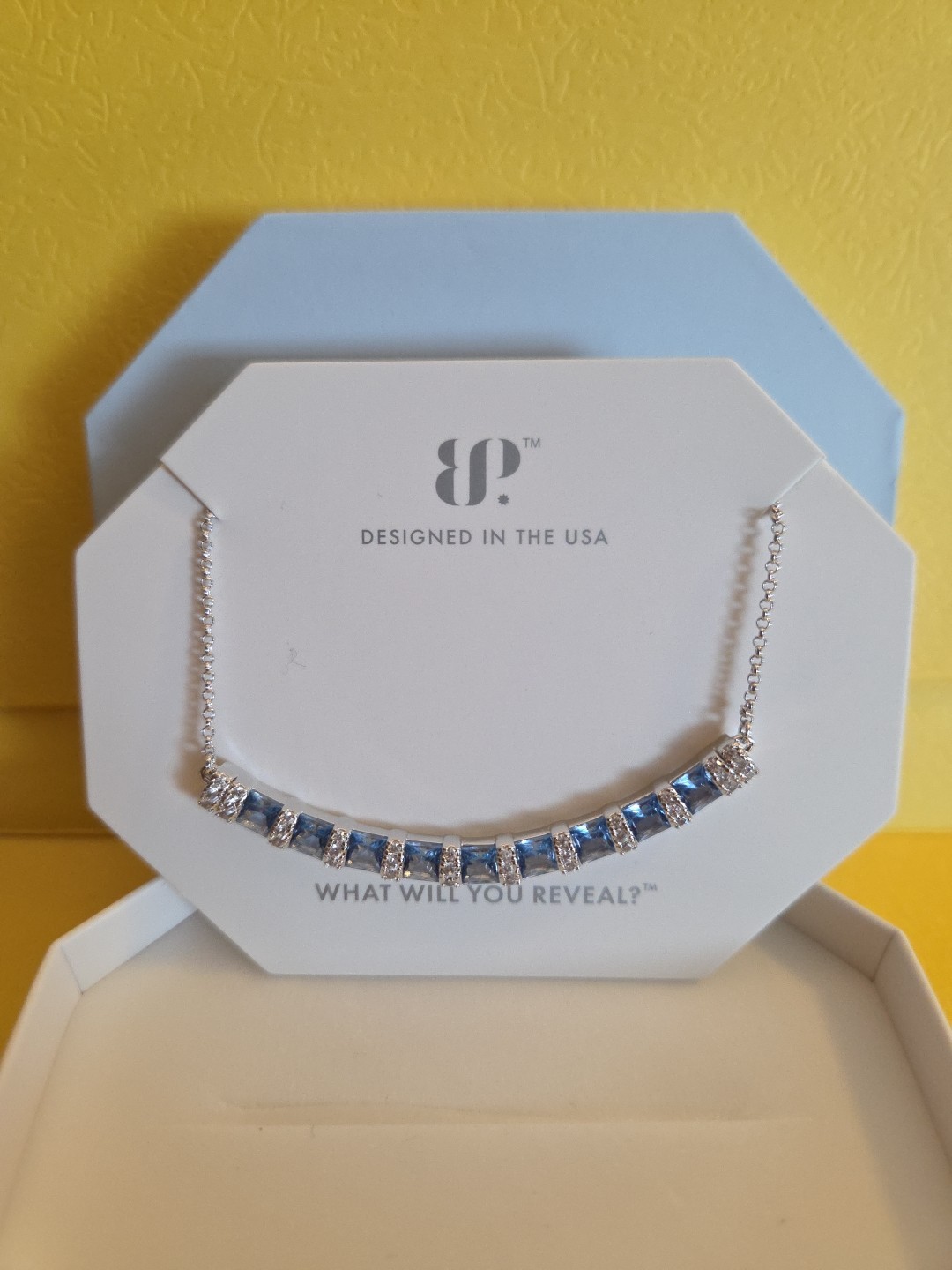 Bomb Party The Summer Journey NK33092 LC Aqua Blue Spinel On Rhodium Necklace