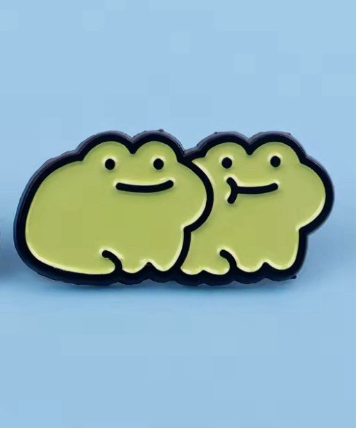Cute Frogs 1pc Style Pin Rubber Pin Backer Frog Pair Fun Frogs Brooch Enamel Pin