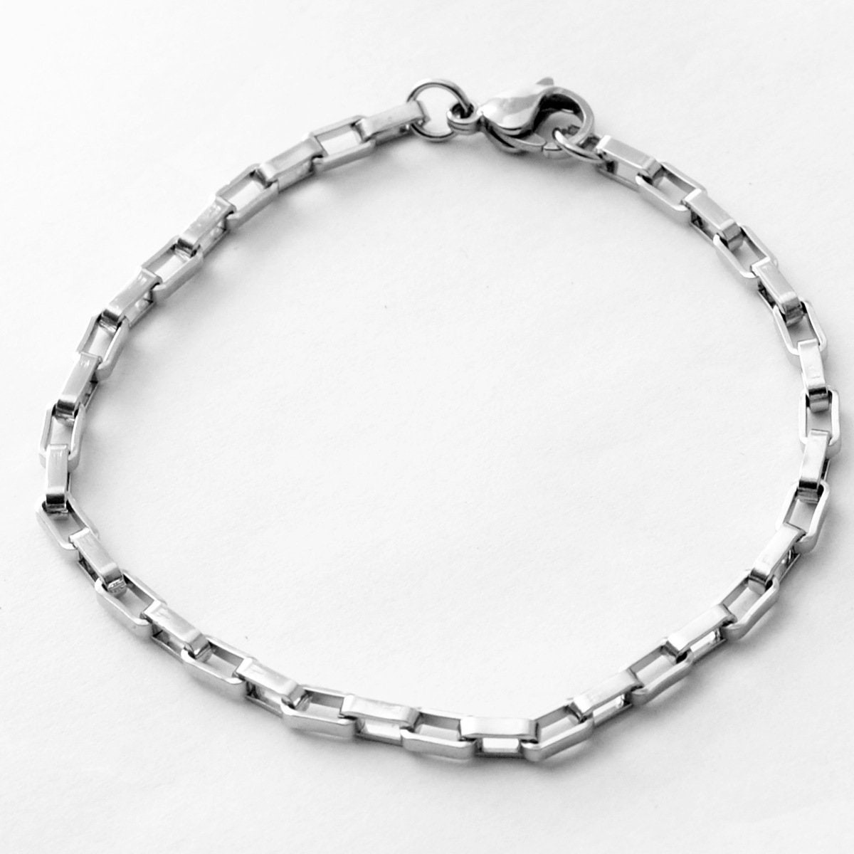 2 or 5 PCS Stainless Steel Rectangle Box Chain Bracelet, Ready to Use for DIY,
