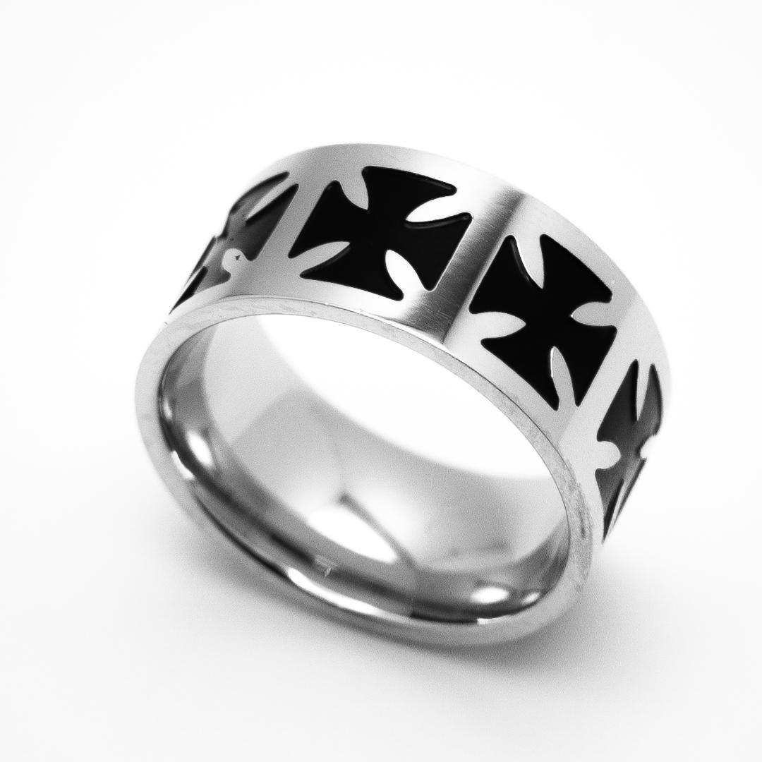 Iron Cross Ring Unisex Wide Comfort Fit Ring Biker Jewelry Stainless Steel 50