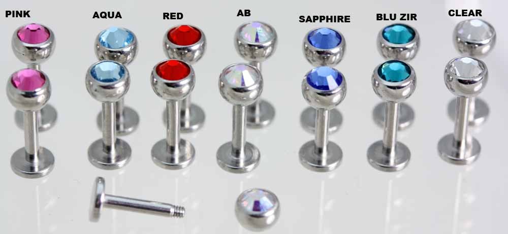 Stud Crystal Earrings Flat Back Post Tragus-Ear Lobe-Helix -Rook PAIR