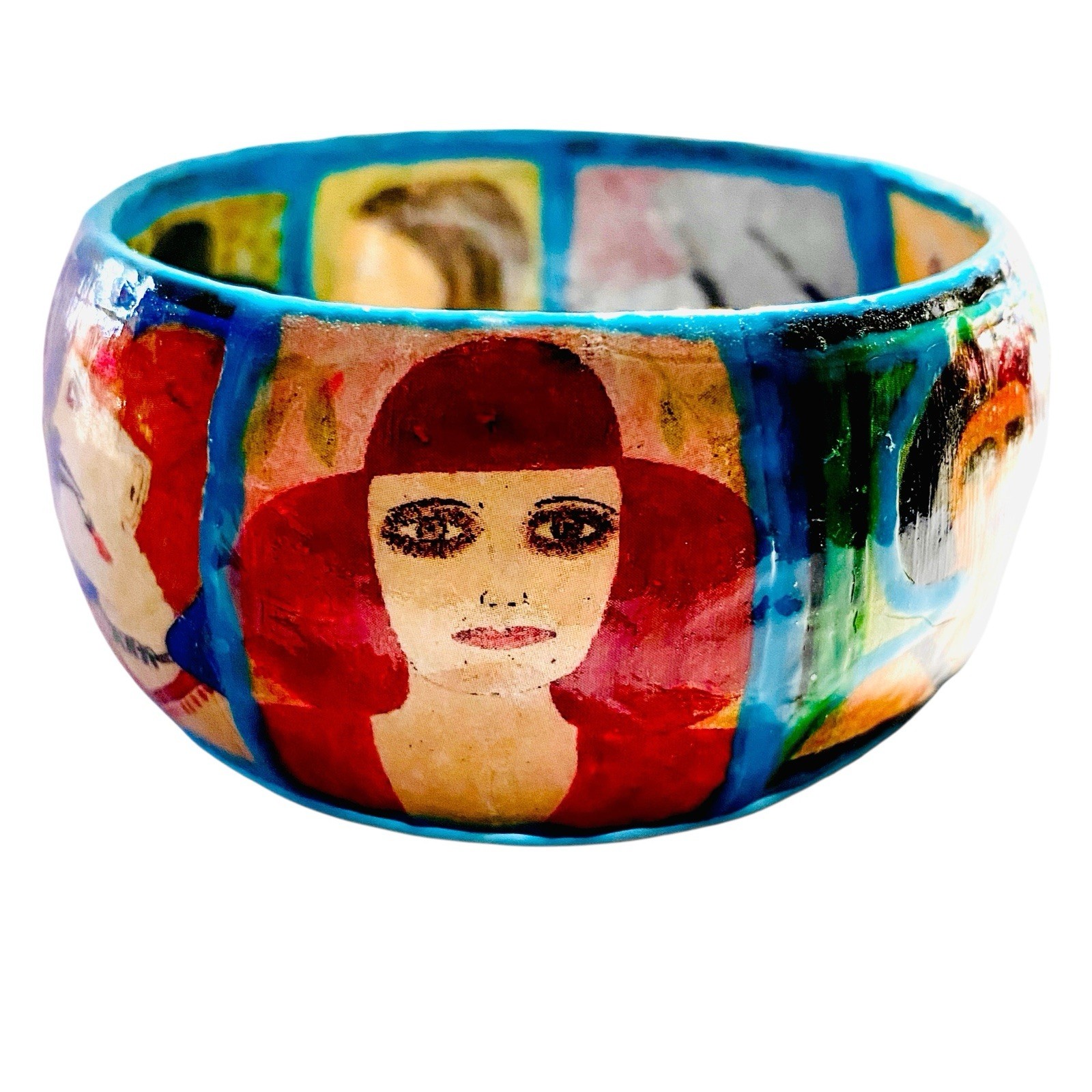 Handmade Artist L.eeGodie By Julie Decoupage Bangle Bracelet