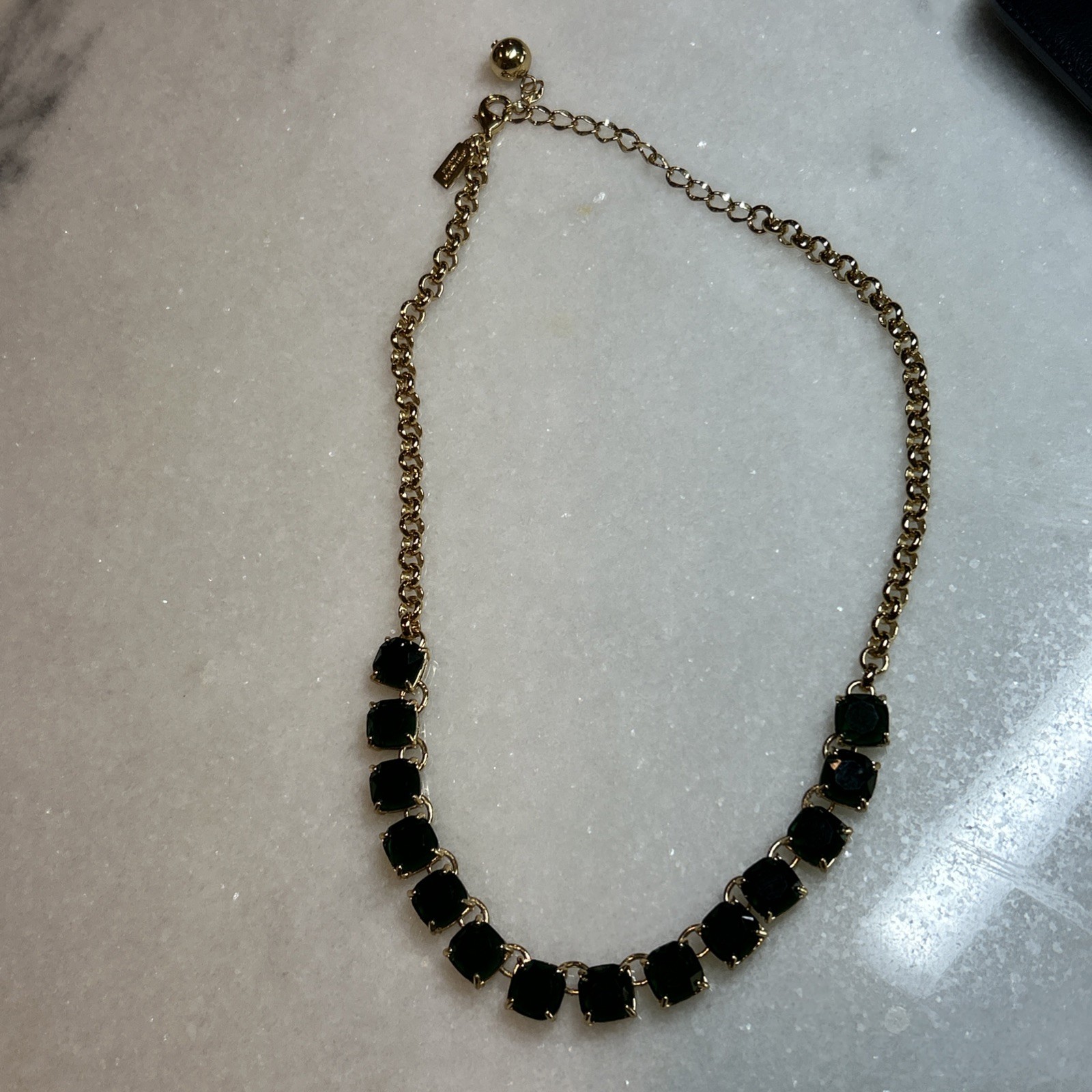 Kate Spade Necklace Gold Tone And Green- Very Good Pre-Owned Condition