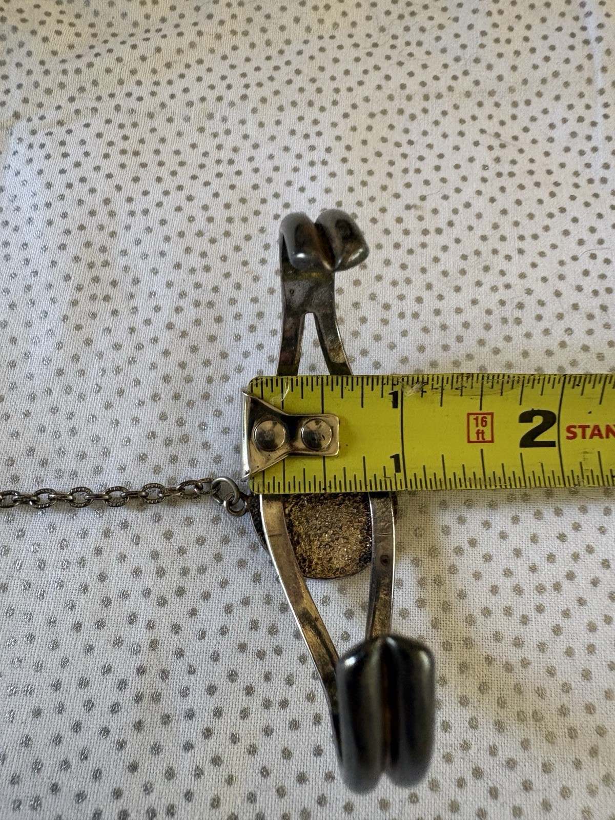 G & S 86 Silver Tone Pentagram Slave Chain Bracelet Attached Ring Size 10