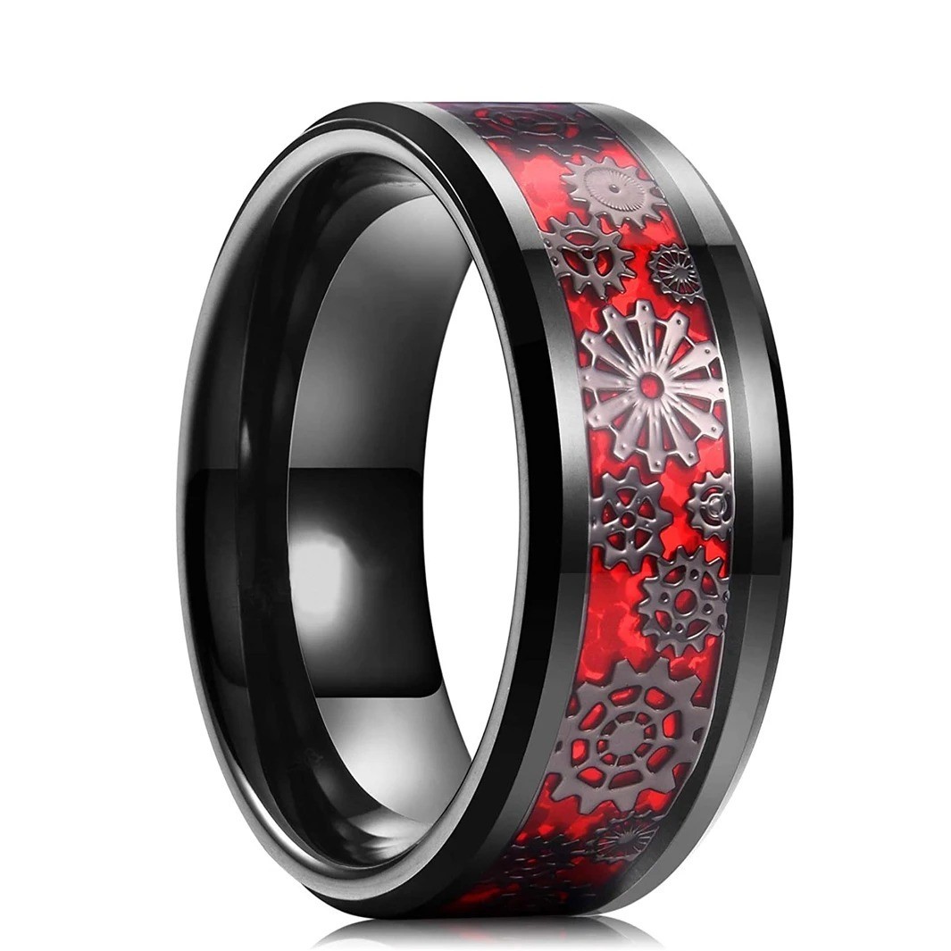 Steampunk Style Ring Stainless Steel Gear Wheel Tension Band Rock Men Jewelry