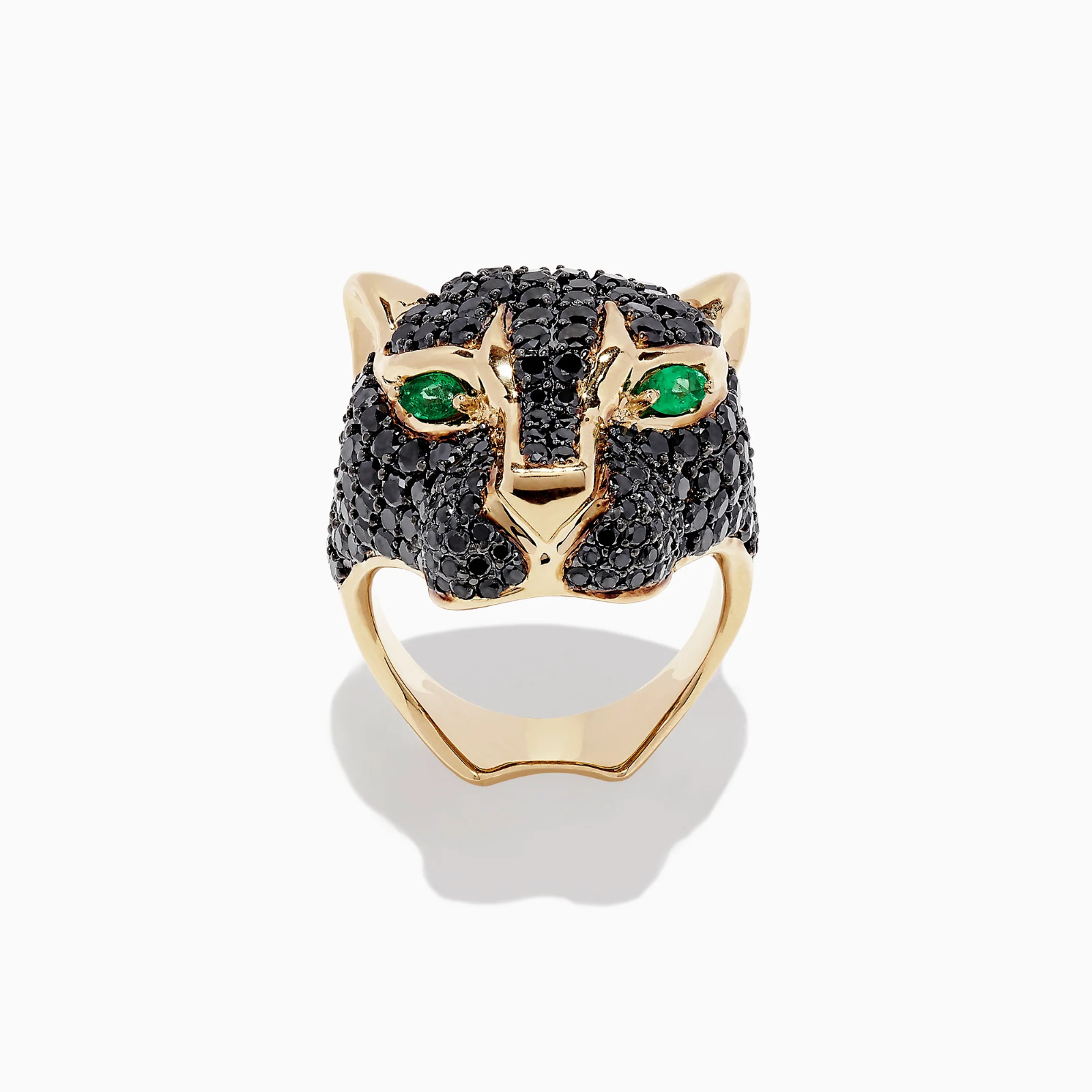 Effy panther ring black diamond with emerald Eyes 14 caret gold