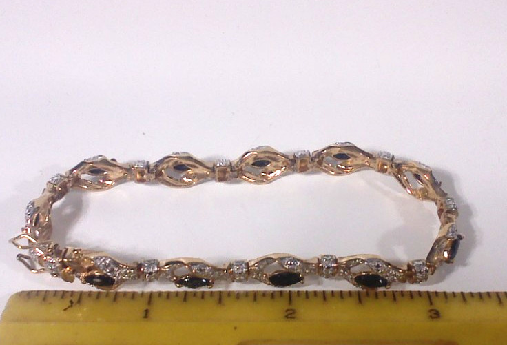 Ross-Simons Sterling Silver Vermeil Tennis Bracelet 92.5% Silver Gold Plated