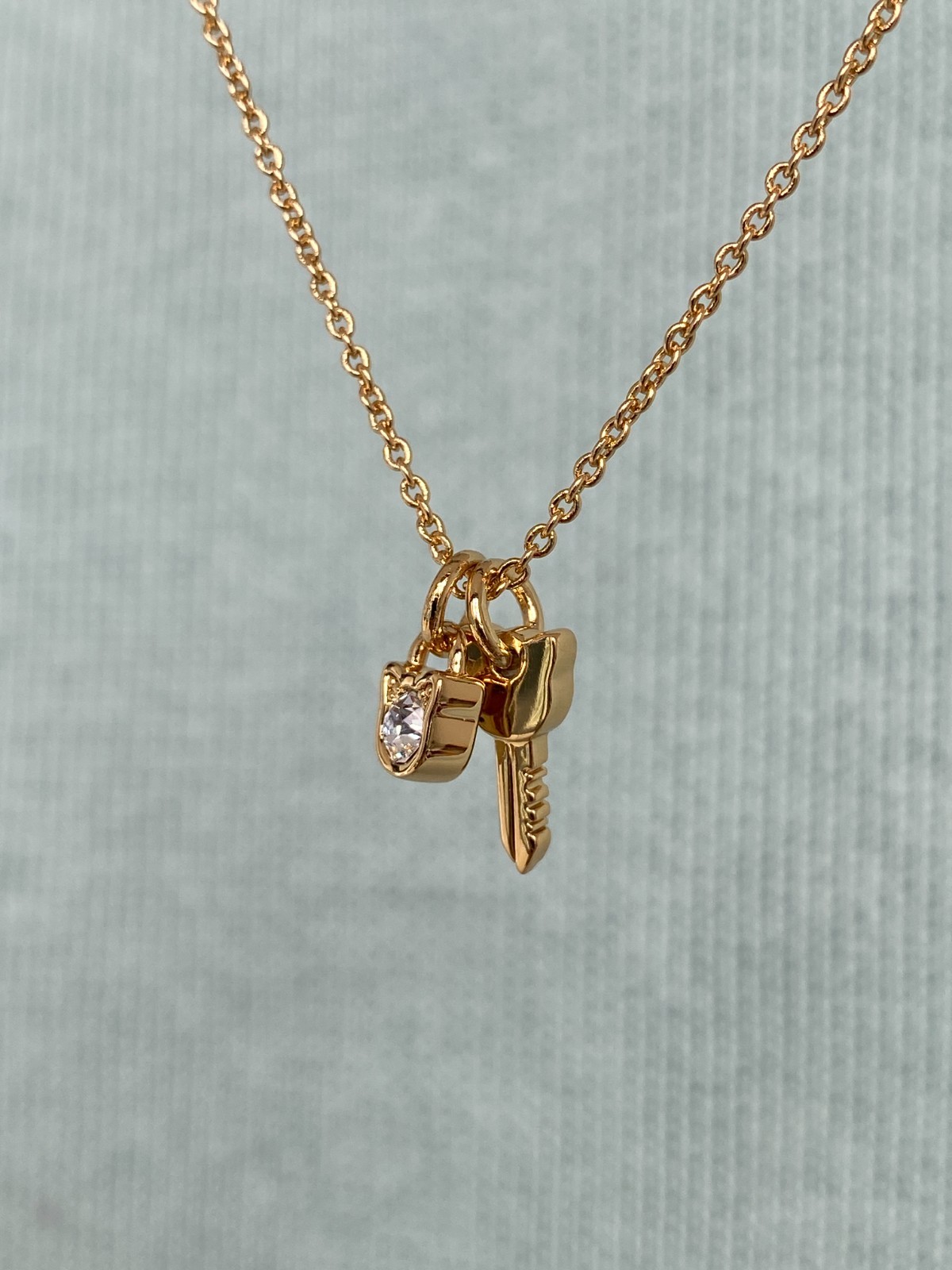 Karl Lagerfeld Mini Choupette Lock & Key Charm Necklace w/Crystal from Swarovski