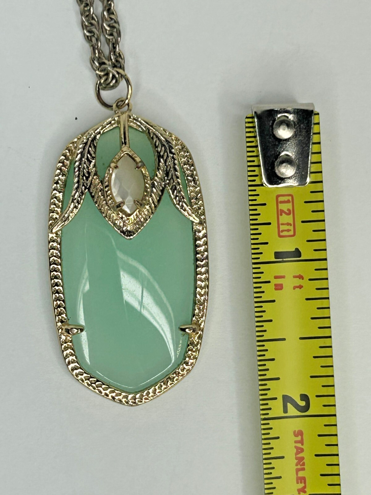 Kendrea Scott Necklace 30in Gold Tone Mint Green Chalcedony Roxanne Darby Rae