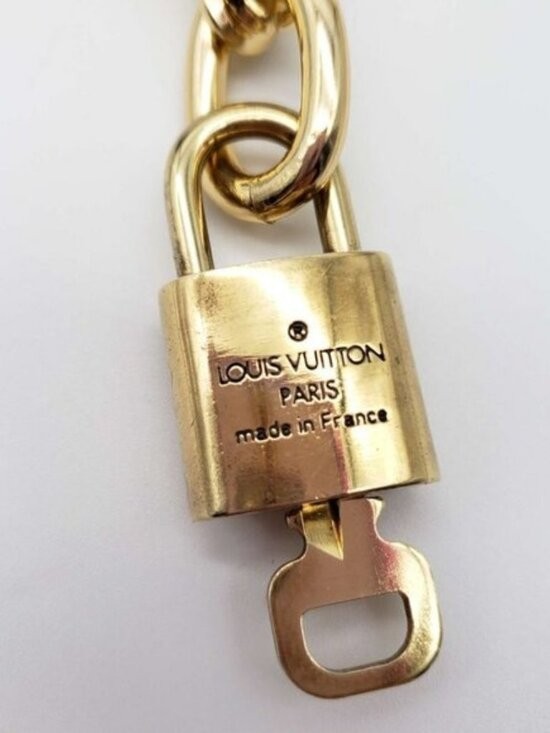 Authentic Louis Vuitton Gold Padlock with Unbranded Fashion Gold Plated Necklace
