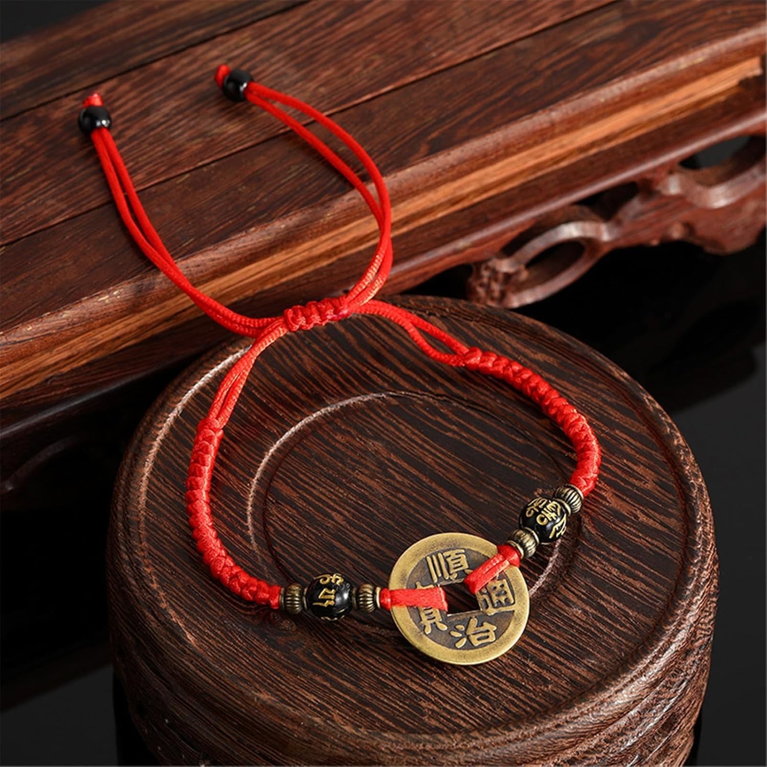 2Pcs Adjustable Copper Coin Feng Shui Bracelet for Attracting Wealth