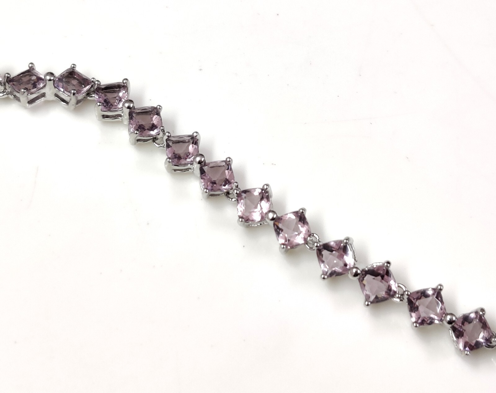 Rare Pink Amethyst Quartz Square Cut Showstopper Jewelry Tennis Bracelet 7″