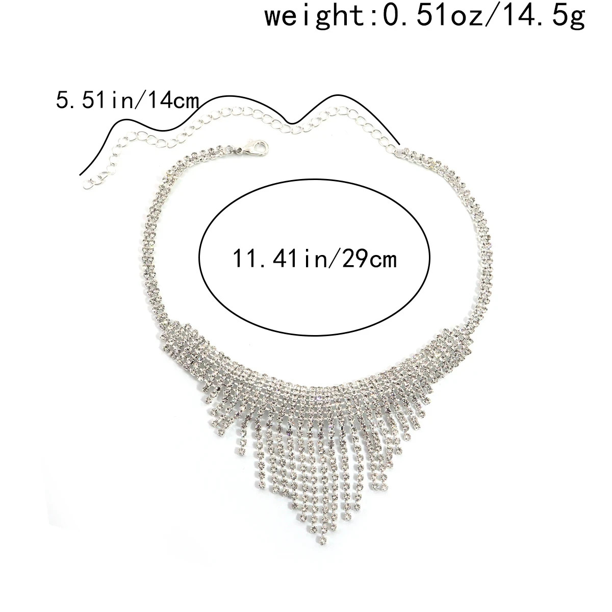 Women Rhinestone Tassel Necklace Jewelry Accessory Choker 96-3