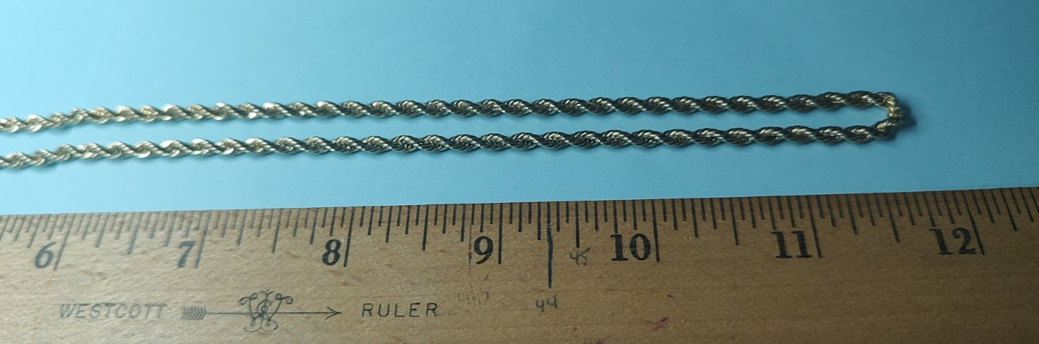 Vtg. Estate 14K GP Gold Plated Rope Chain Necklace 24″ – 14g
