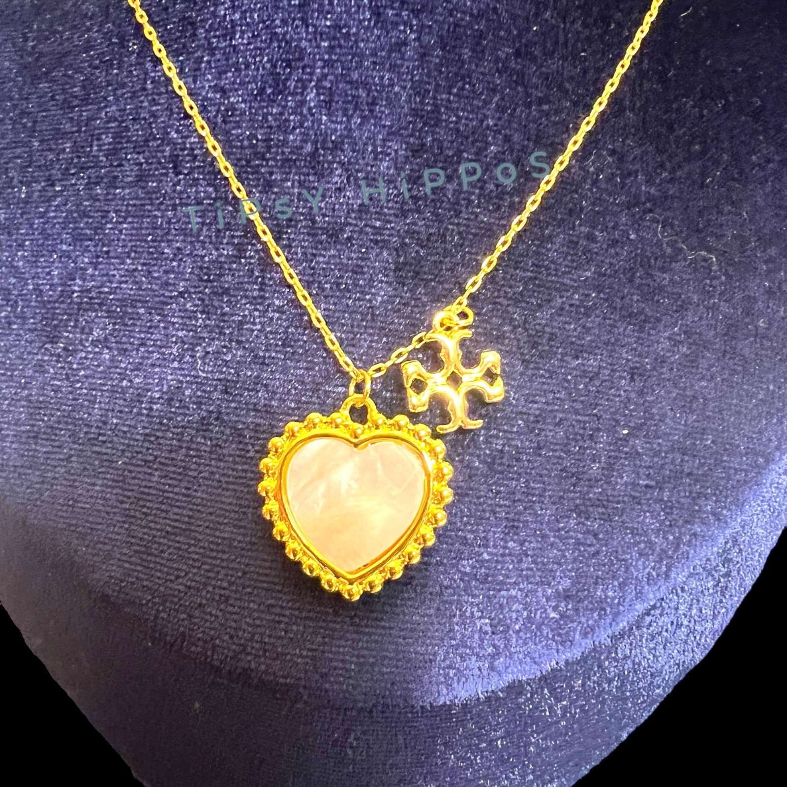 Tory Burch Pearl of Heart & Logo Necklace!