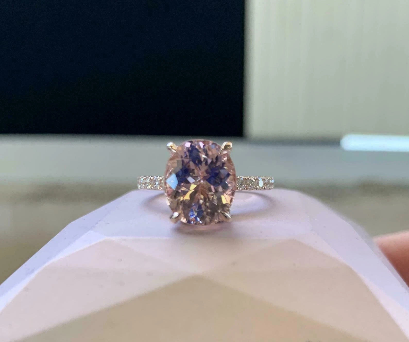 2.50Ct Oval Cut Lab Created Morganite Solitaire Engagement Ring 14K Rose Plated