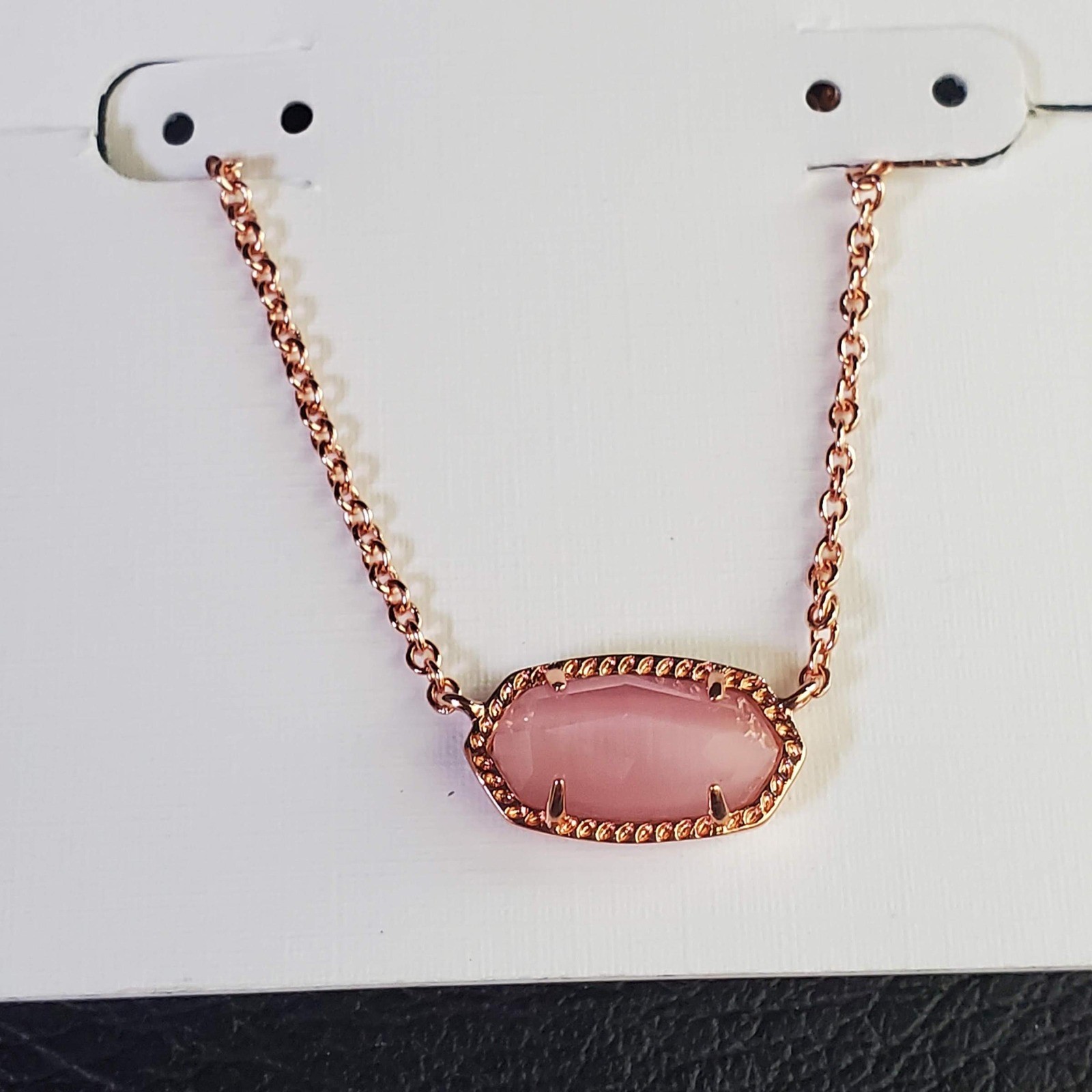 Kendra Scott Elisa Pendant Necklace Rose Gold Pink Cats Eye Stone Gift for Her