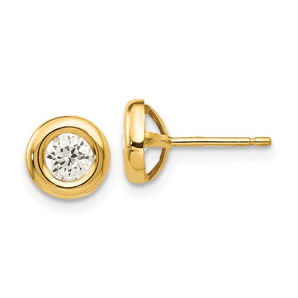 7mm 14K Yellow Gold Polished CZ Fancy Post Earrings