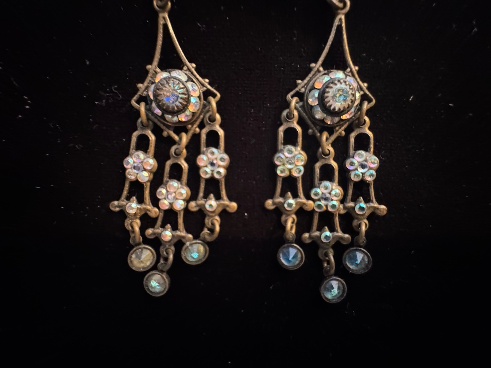 Vintage Popesco LaVie Parisienne ArtDeco Dangle Crystal Earrings France 1980’s